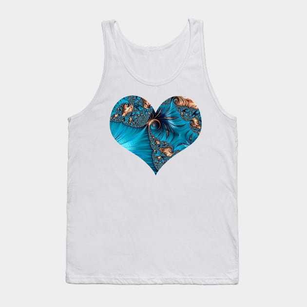 Turquoise Fractal Heart Tank Top by Colette22